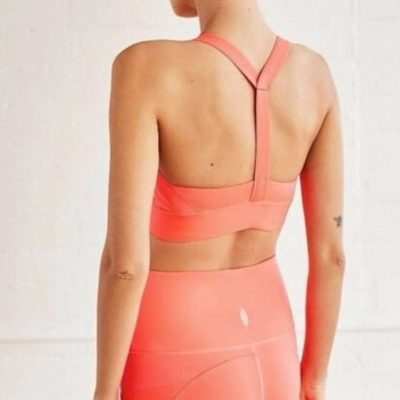 Free People Movement End Game Sports Bra - Neon Coral Size S - Picture 2 of 5